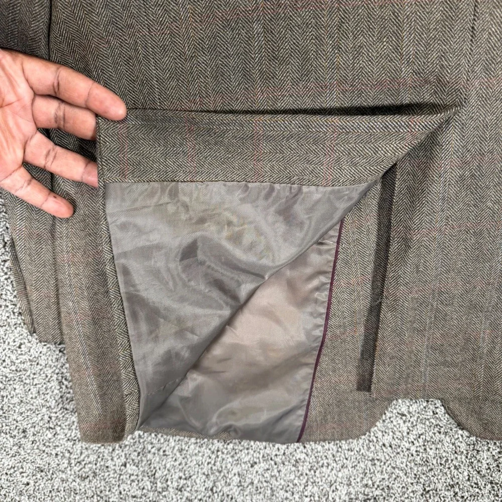 Saddlebred Blazer Mens 48R Taupe Herringbone Lambswool Sport Coat Jacket